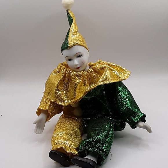 Harlequin Jester Clown Girl Doll Vintage Preowned Bendable Wires Collectible - Picture 6 of 14